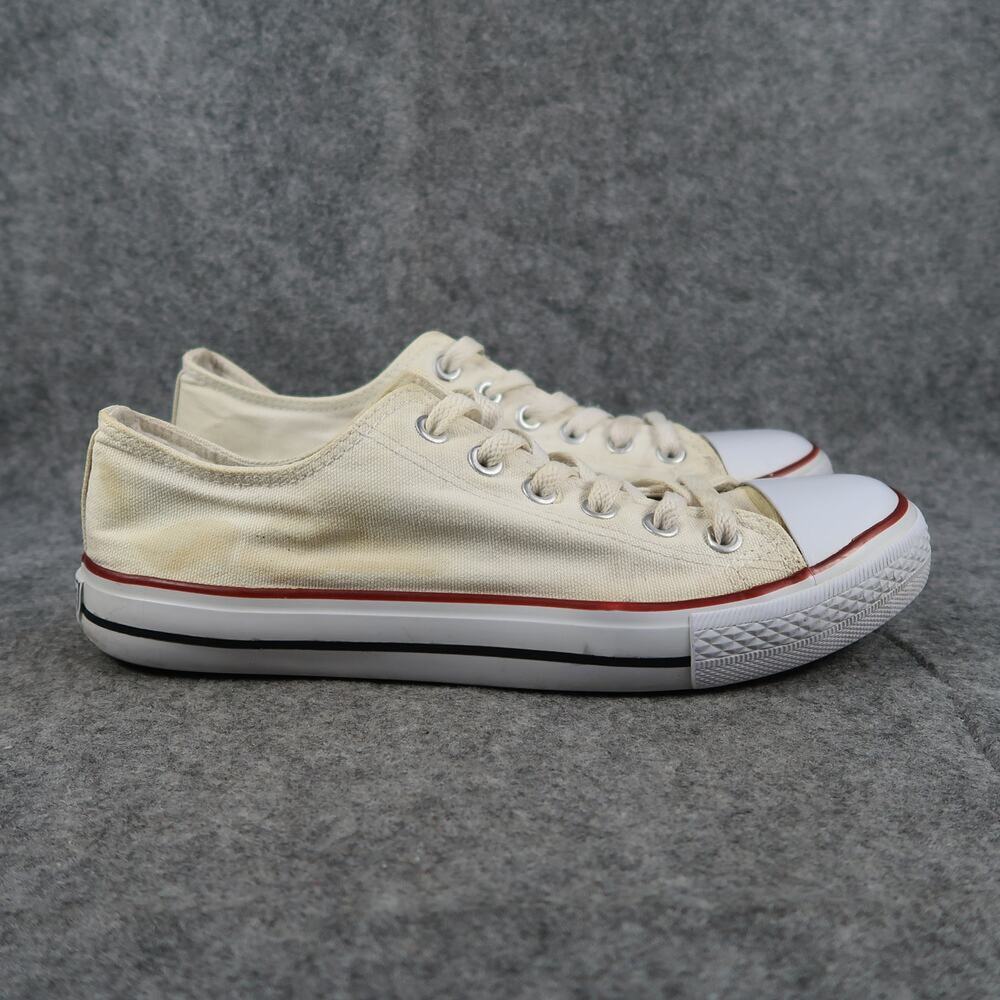 Compass Shoes Womens 9.5 Casual Sneakers Canvas Lace Up Low Top Trainers White